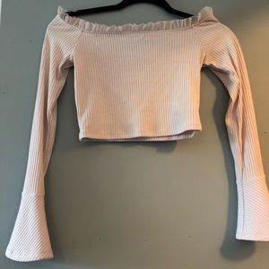 off the shoulder light pink forever 21 crop top